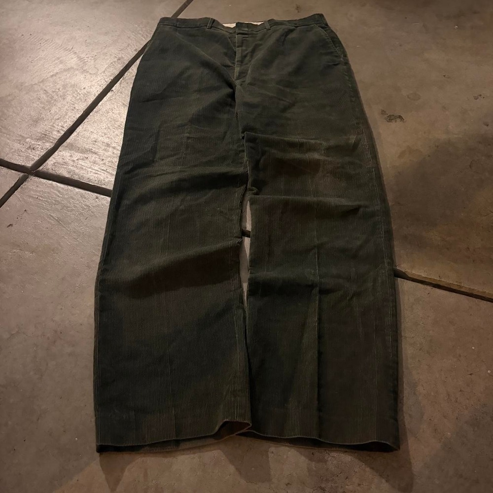 38x32 Green Corduroy Baggy Wide Leg Chino Pants Y2K Grunge 2000s Vintage